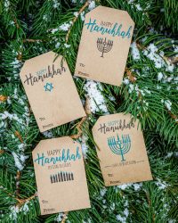 Happy Hanukkah Adhesive Gift Tags Happy Hanukkah Kraft Gift Tags