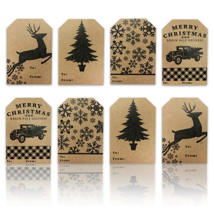Country Kraft Vintage Holiday Gift Tag Stickers - Qty 100 - Image 3