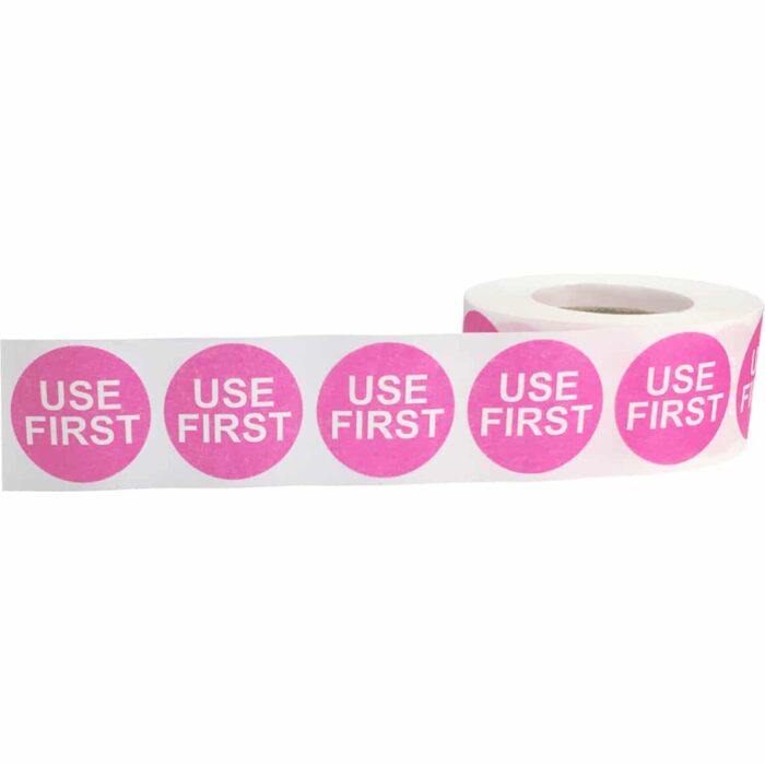 Use First Dissolvable Pink Labels 1" Round - Image 3