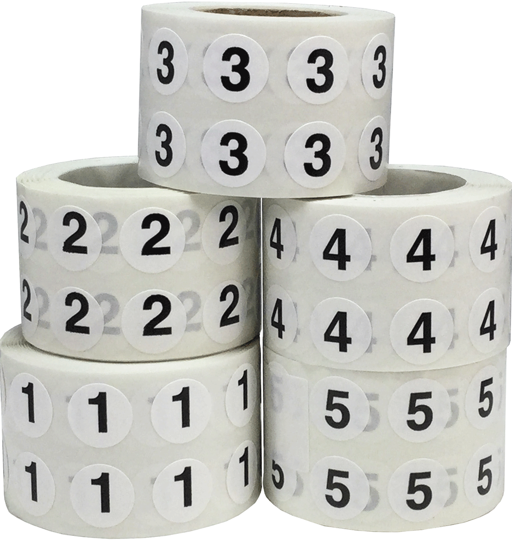 Number Stickers 1 Through 5 | Small 1/2" Round Number Stickers 1 Through 5 | Small 1/2" Round