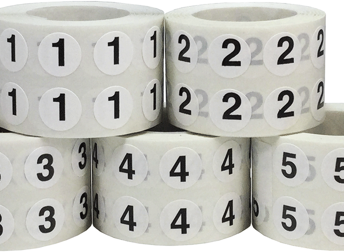 Number Stickers 1 Through 5 | Small 1/2" Round - Image 2