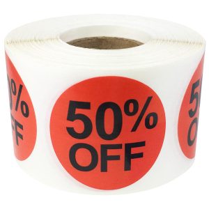 50 Percent Off Labels 1.5" 50 Percent Off Labels 1.5"