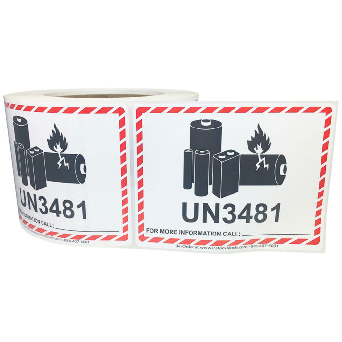 Caution Lithium Battery UN3481 Warning Labels - Image 2