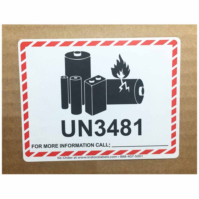 Caution Lithium Battery UN3481 Warning Labels - Image 3