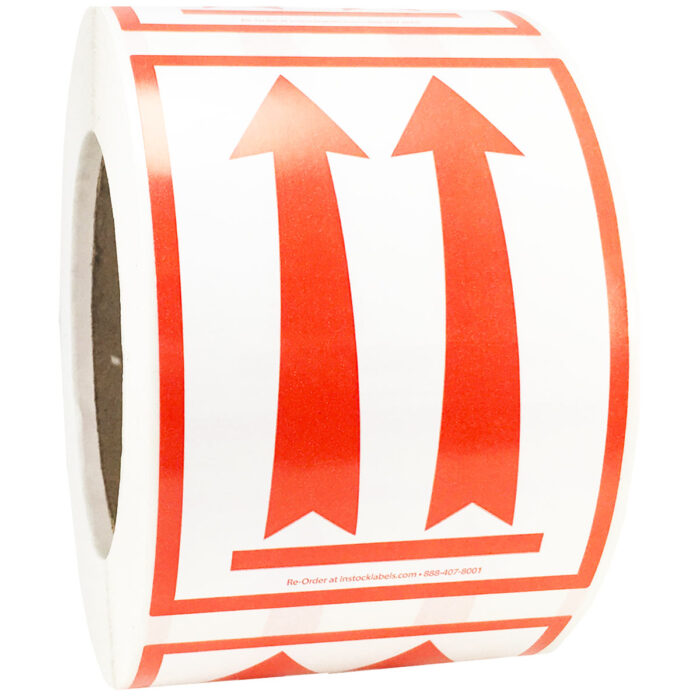 Small Red Up Arrow Labels 3 x 4 Inch - Image 1