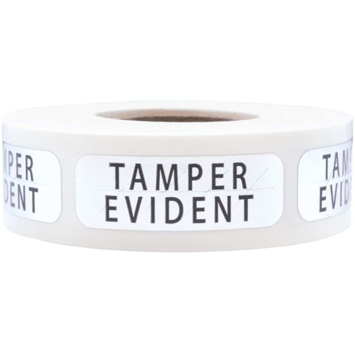 Silver Metallic Plastic Tamper Evident Labels 0.5 x 1.5" - Image 1
