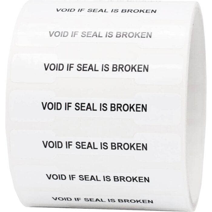 Barbell Shape White Void if Seal is Broken Tamper Seal
