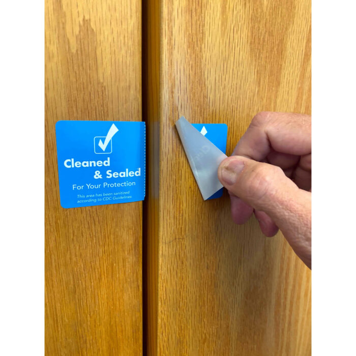 Cleaned and Sealed Blue Tamper Door Safety Seals | 2″ x 4″ - Image 8