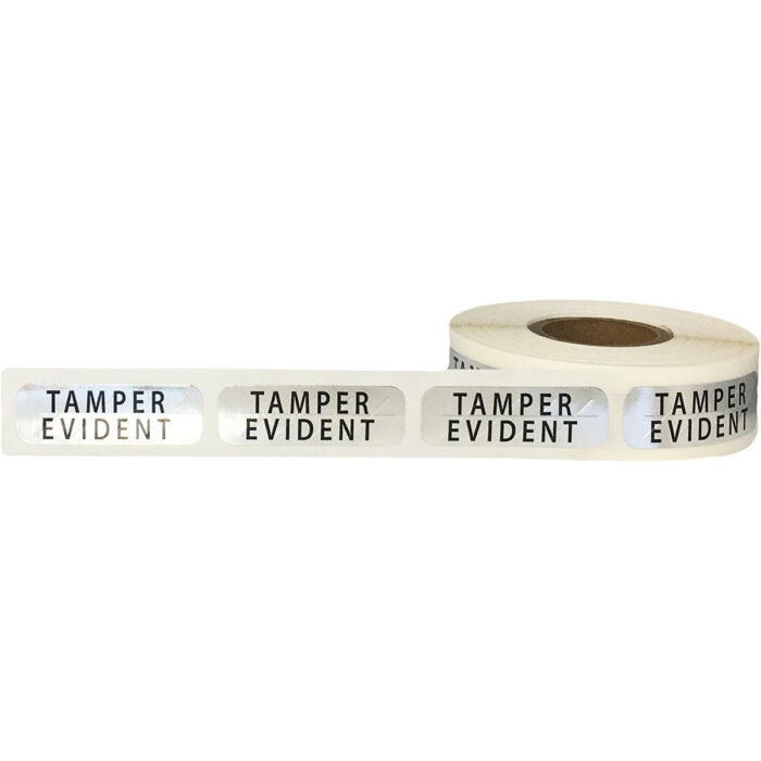 Silver Metallic Plastic Tamper Evident Labels 0.5 x 1.5" - Image 2