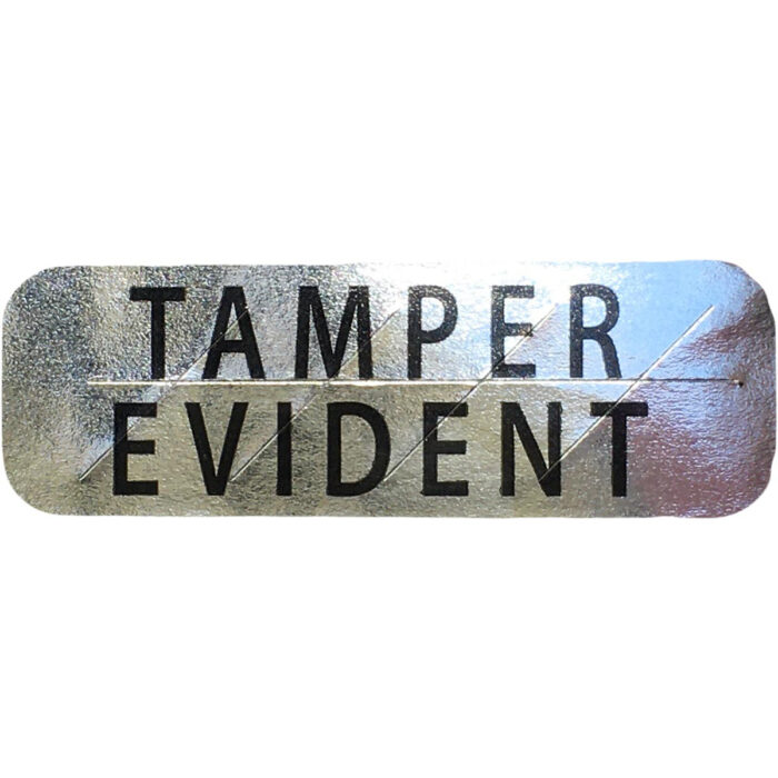 Silver Metallic Plastic Tamper Evident Labels 0.5 x 1.5" - Image 3