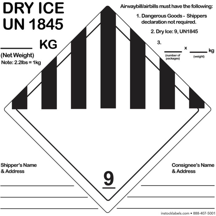 Dry Ice UN1845 Class 9 Warning Labels - Image 4