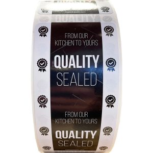 Quality Sealed Food Delivery Labels | Black and White Quality Sealed Food Delivery Labels | Black and White