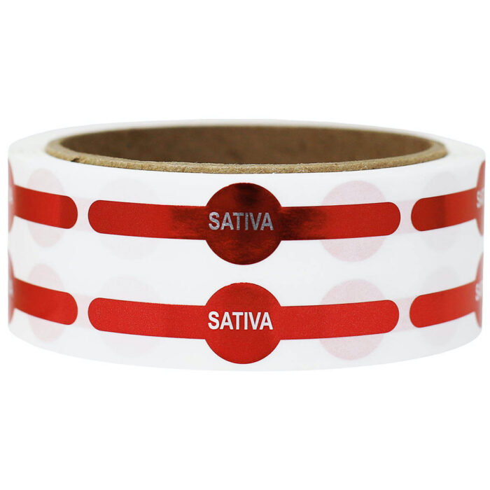 Metallic Hybrid, Indica, and Sativa Vial Tube Labels Bundle 0.6 circle (0.25 band) x 2.5" Vial Tube - Image 3
