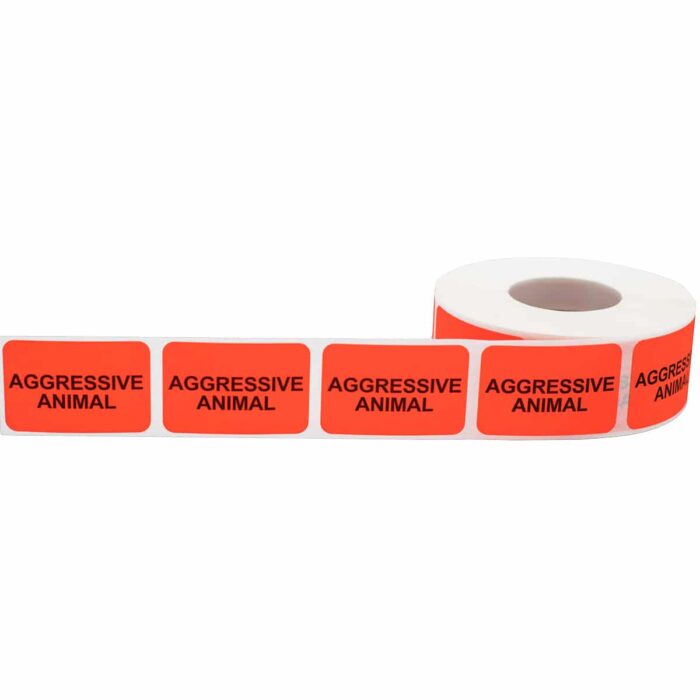 Aggressive Animal Veterinarian Labels | 1" x 1.5" - Image 2
