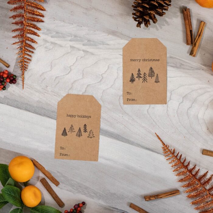 Boho Christmas Tree Kraft Gift Tags