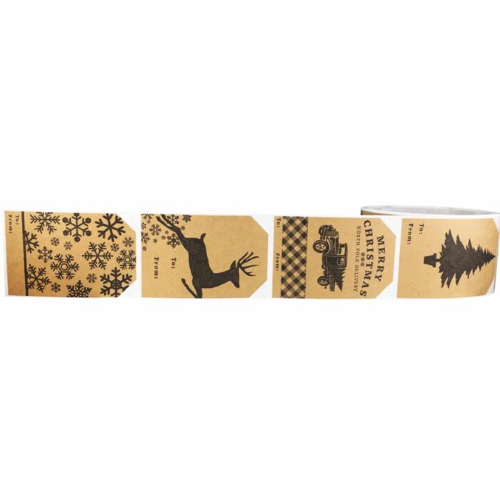 Country Kraft Vintage Holiday Gift Tag Stickers - Qty 100 - Image 7