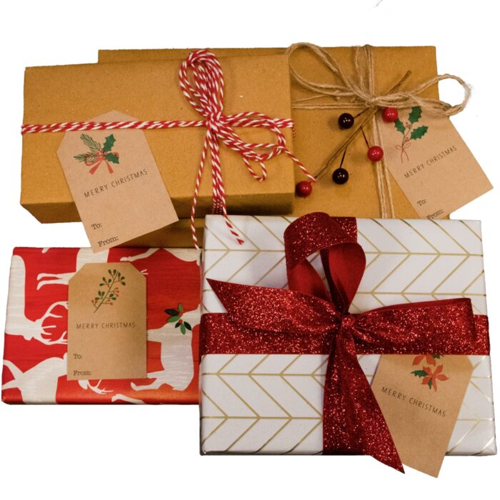 Kraft Boho Mistletoe Christmas Adhesive Gift Tags Qty 25 - Image 10