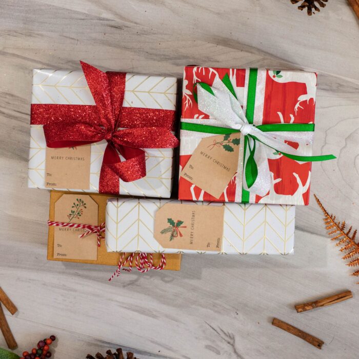 Kraft Boho Mistletoe Christmas Adhesive Gift Tags Qty 25 - Image 4